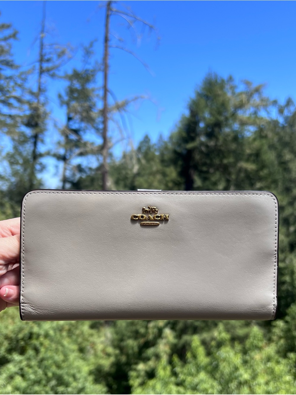 COACH Gray Smooth Leather Bifold Wallet with Gold Hardware AUTHENTIC
